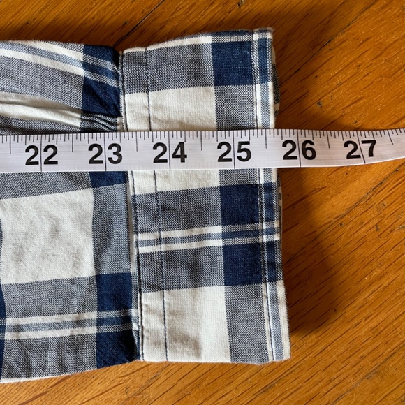 Brooks Brother's Men's Red Fleece Banded Collar Indigo Plaid Shirt - Picture 9 of 11